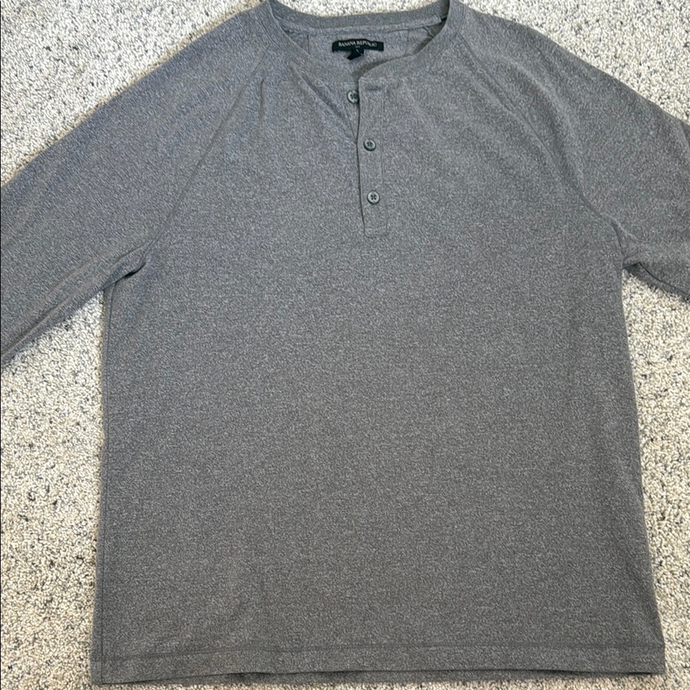 Men's Gray Henley Shirt Banana Republic